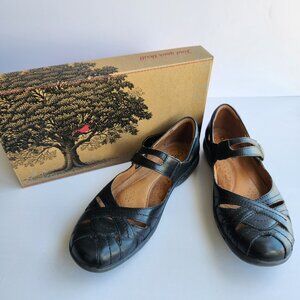 Cobb Hill Parker-CH Size 8.5 Black Leather Mary Jane Flats Velcro Strap W/ Box